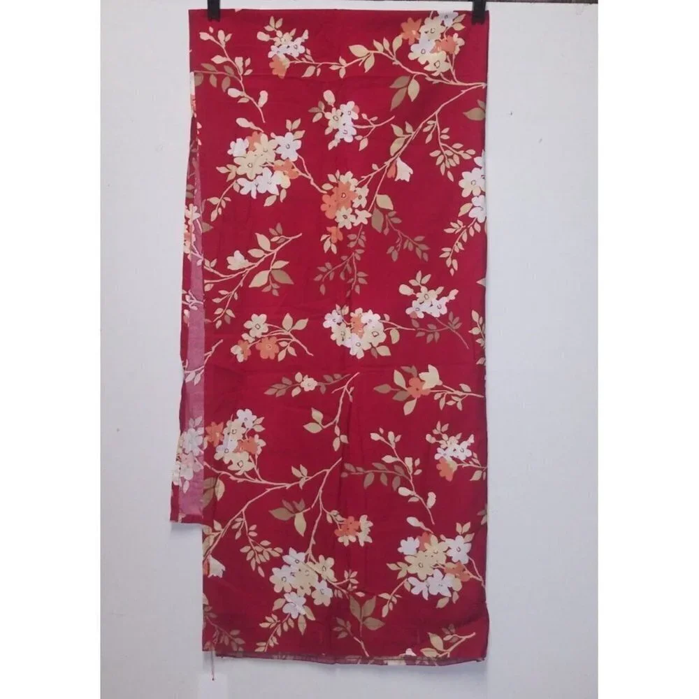 Woolrich 100% COTTON RED shower curtain floral bathroom curtain FLAW 71x72 HTF